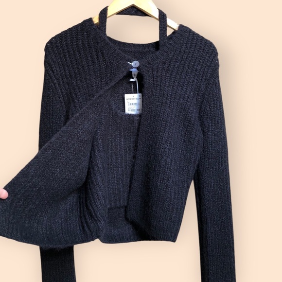 Pistola NWT Emilie Halter Cardigan Sweater Set Black Midnight Knit Alpaca Large - Picture 5 of 16